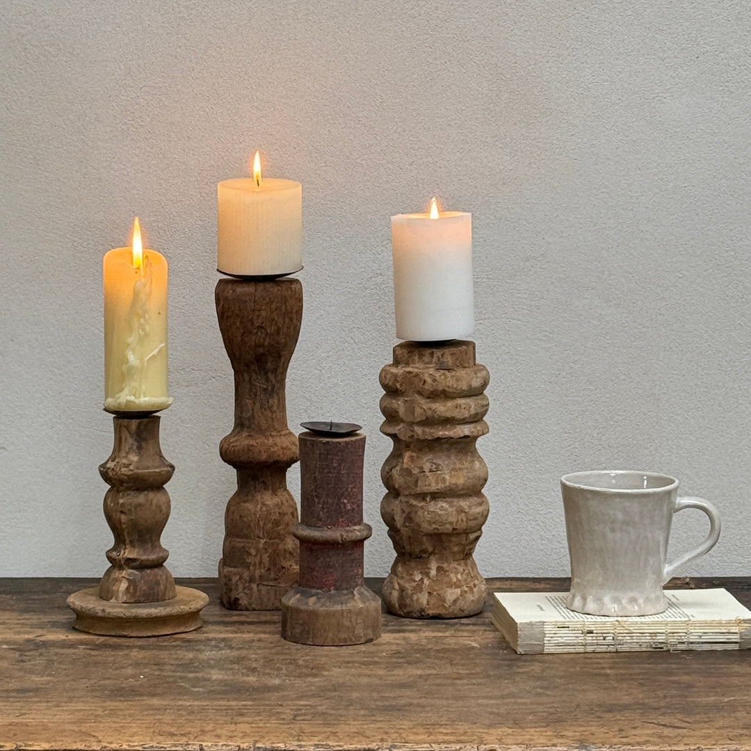 Rustic Turned Leg Candle Holder
