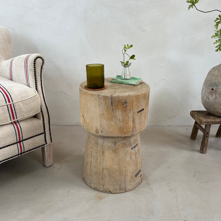 Reclaimed Wood Round Side Table | Gracie