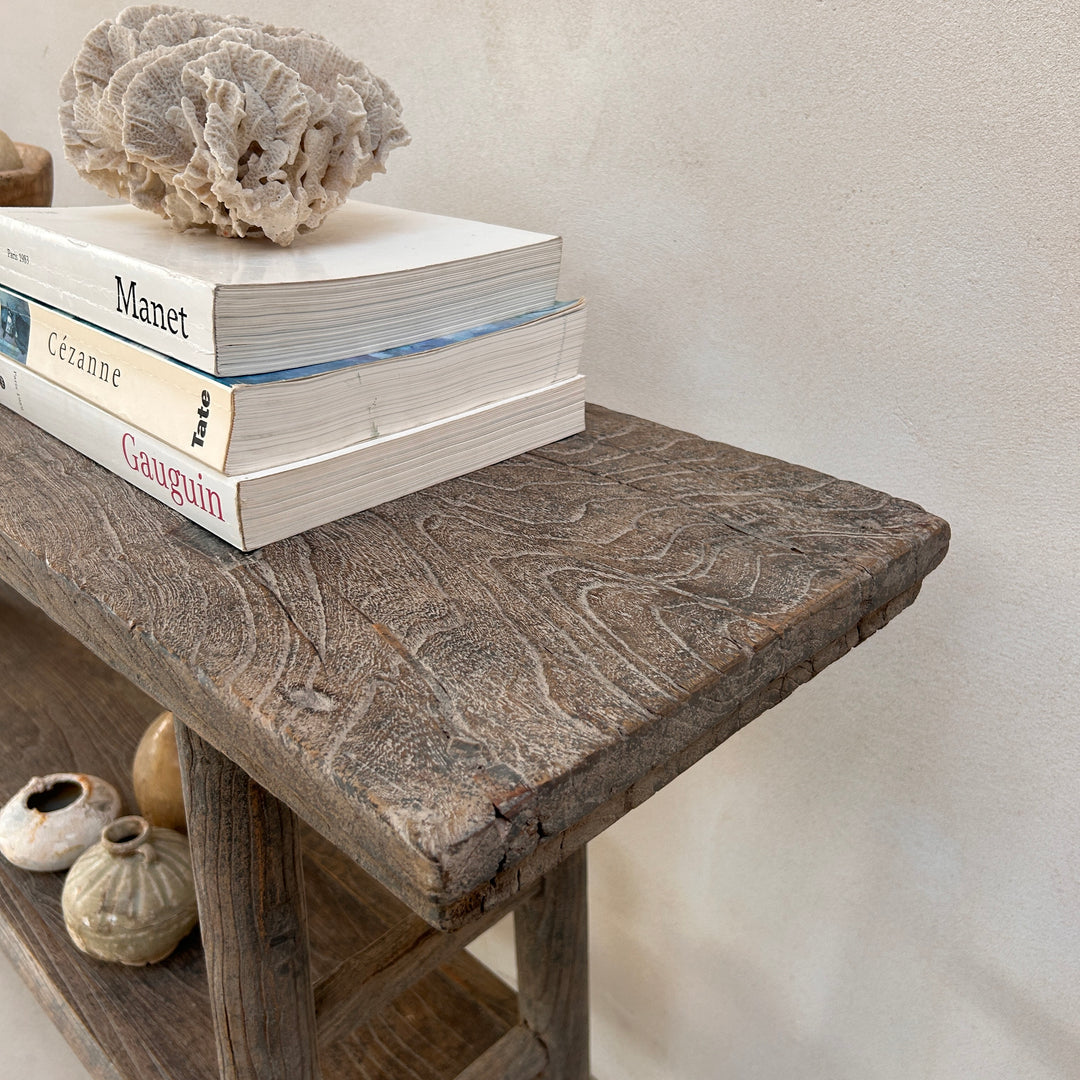 Antique rustic elm console table | Gus