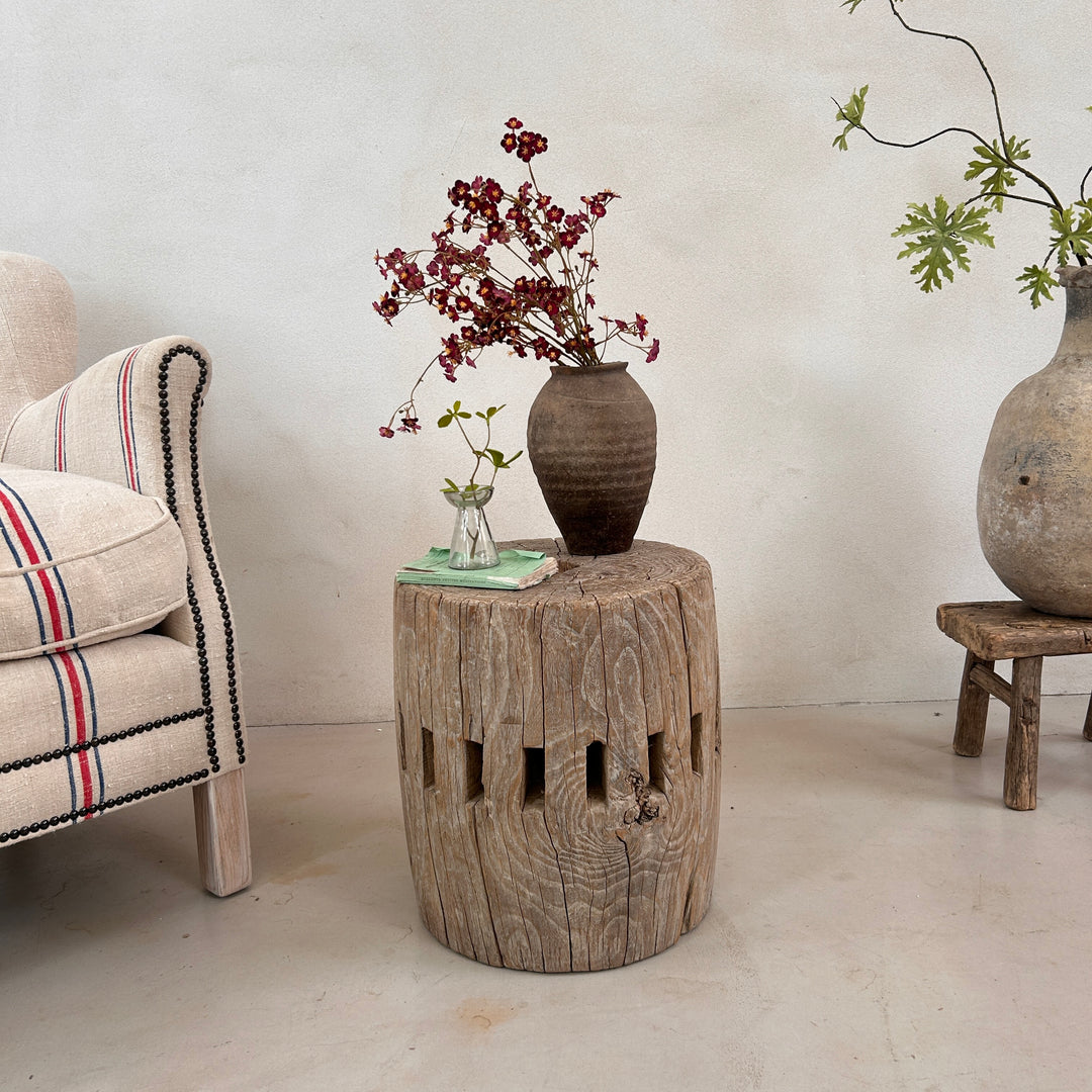 Antique wheel hub Side Table | Myrtle