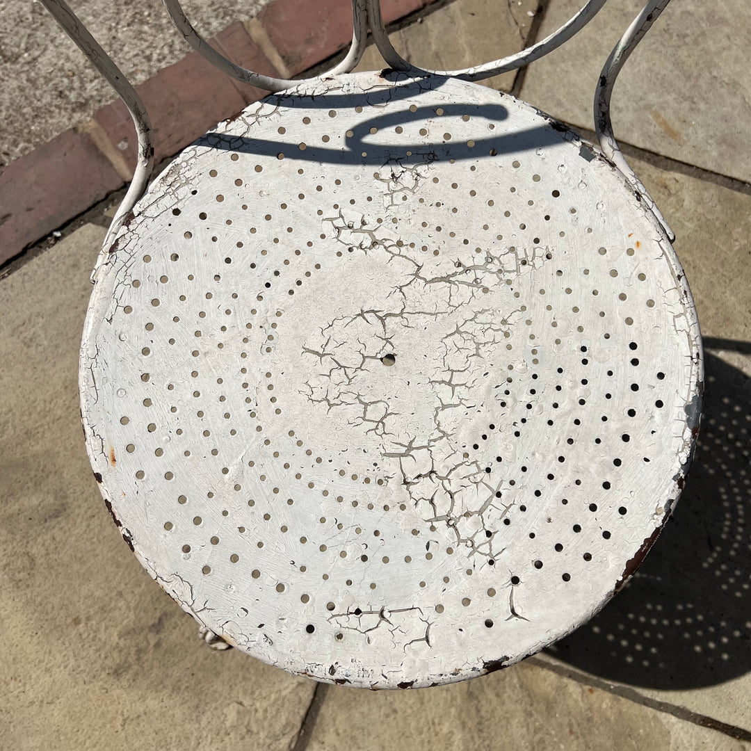 Vintage French Provincial Style White Iron Bistro Set | Stephanie