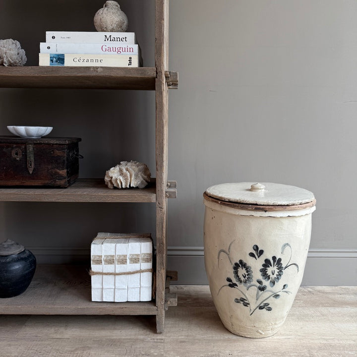 Large Antique Chinese Cizhou Storage Jar with Lid