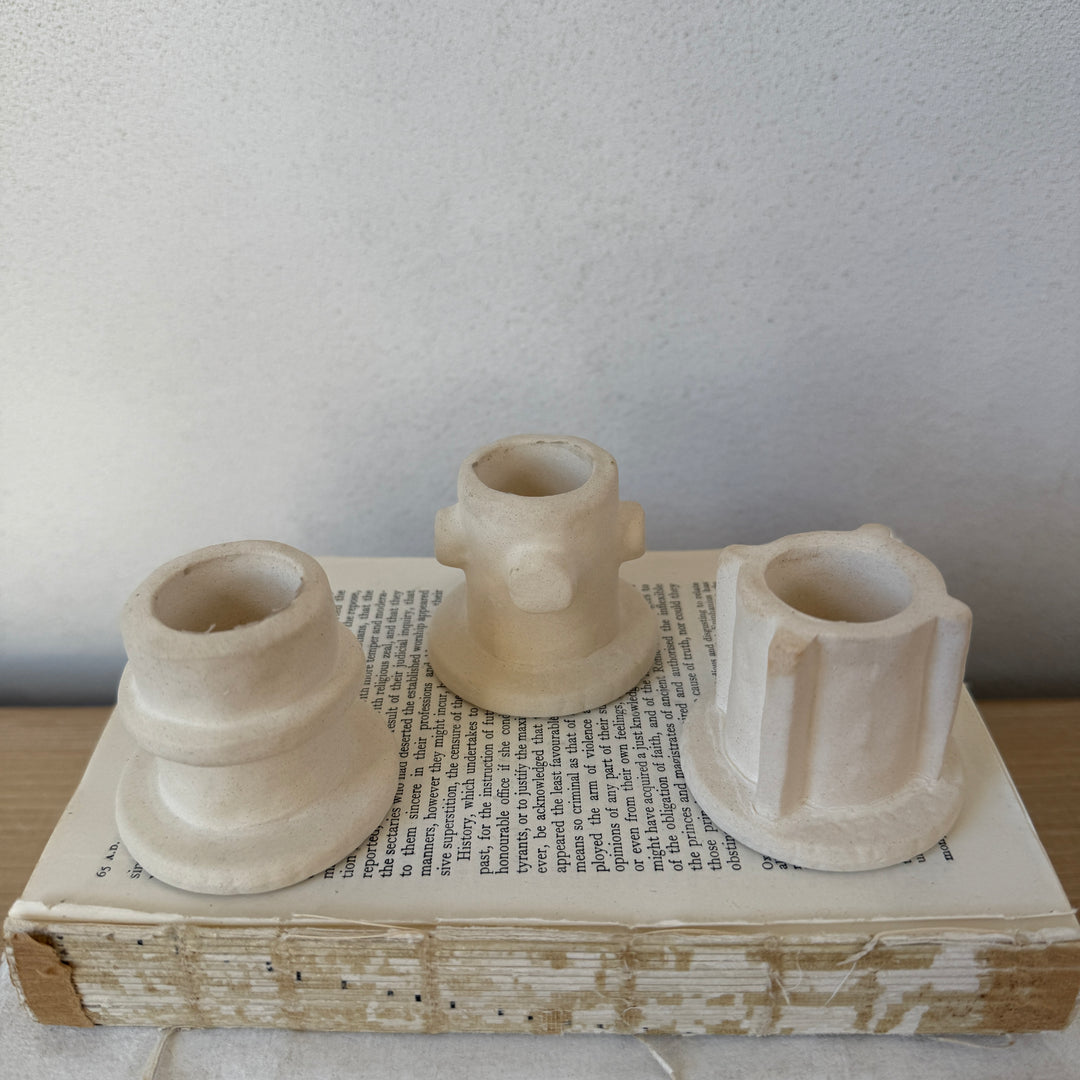 Natural Stoneware Ceramic Candleholder