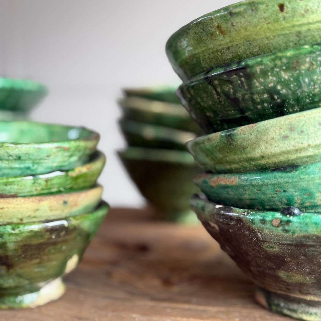 Moroccan Tamegroute Glaze Pottery Bowls