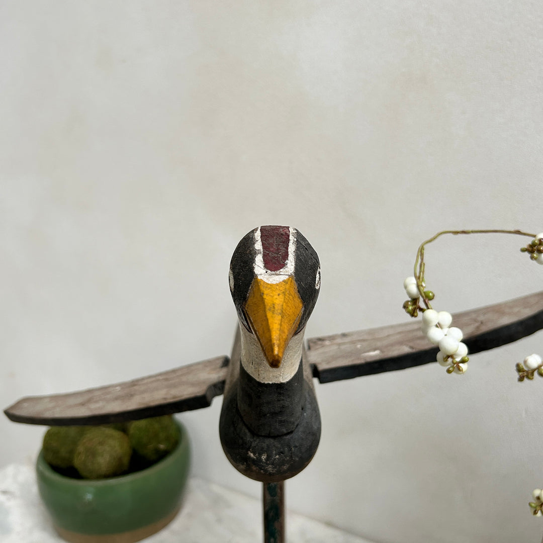 Rustic Wooden Bird On Stand | Panuta