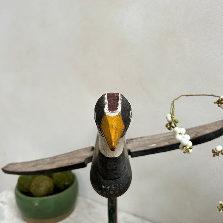 Rustic Wooden Bird On Stand | Panuta