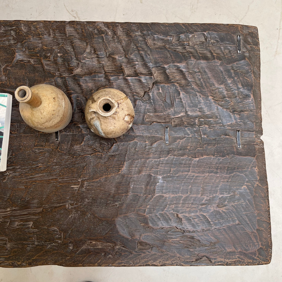 Petra Reclaimed Dark Elm Coffee Table | Rustic Solid Wood