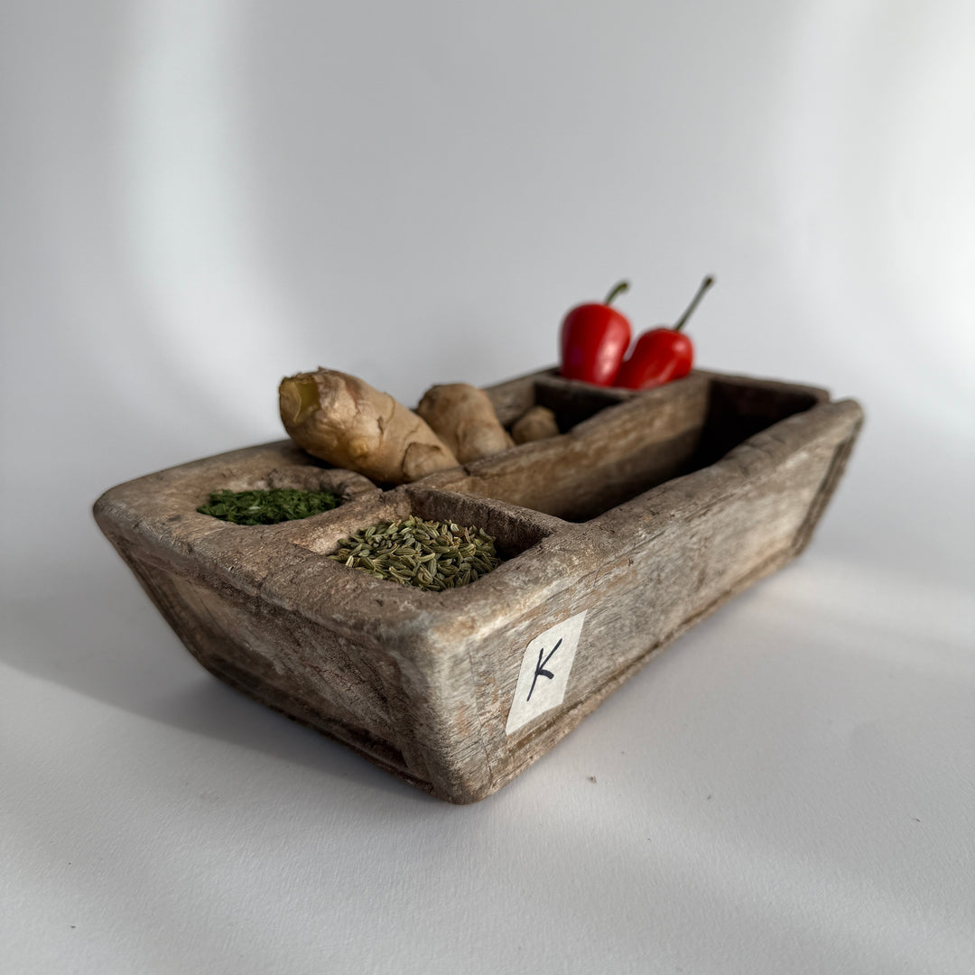 Rustic Antique Wooden Spice Tray