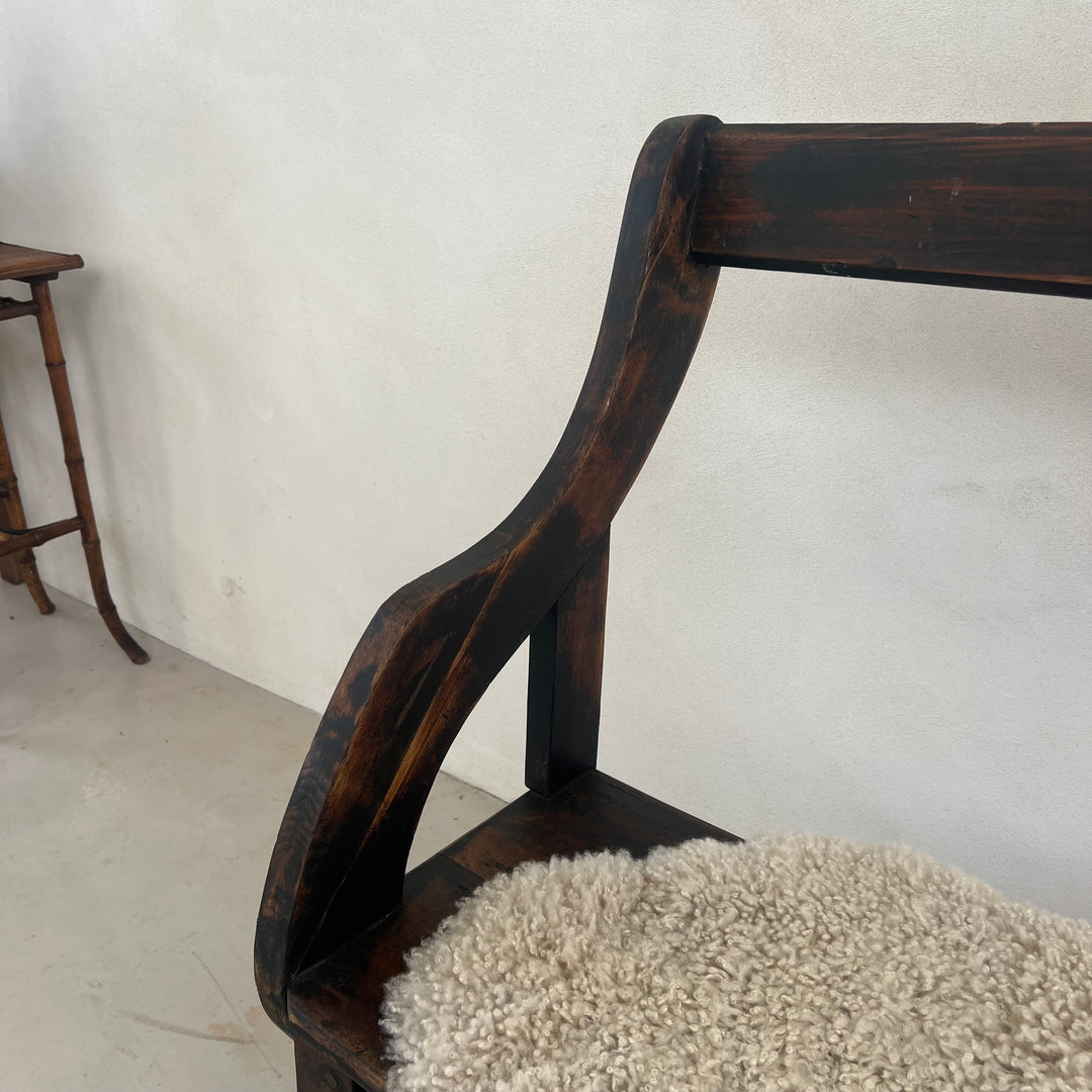 Vintage Dark Pine Church Bench | Ophelia