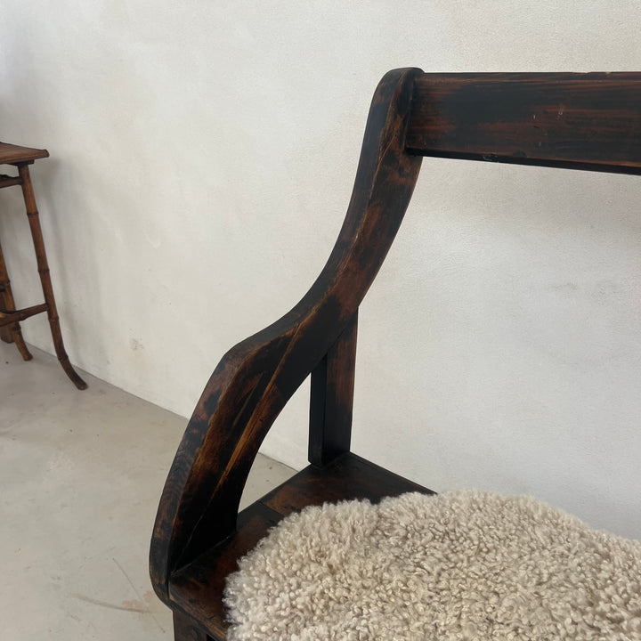 Vintage Dark Pine Church Bench | Ophelia