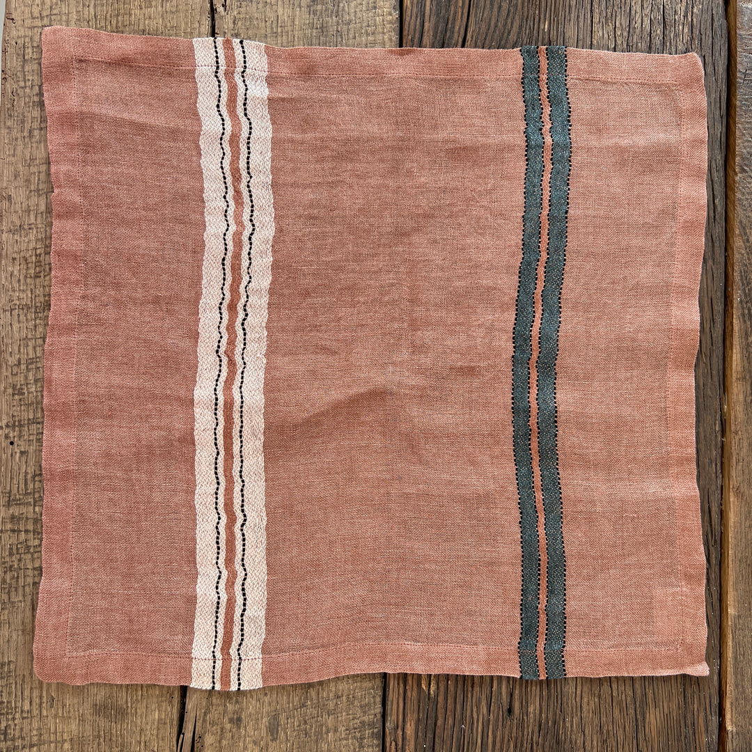 Striped linen napkin Blush & Indigo