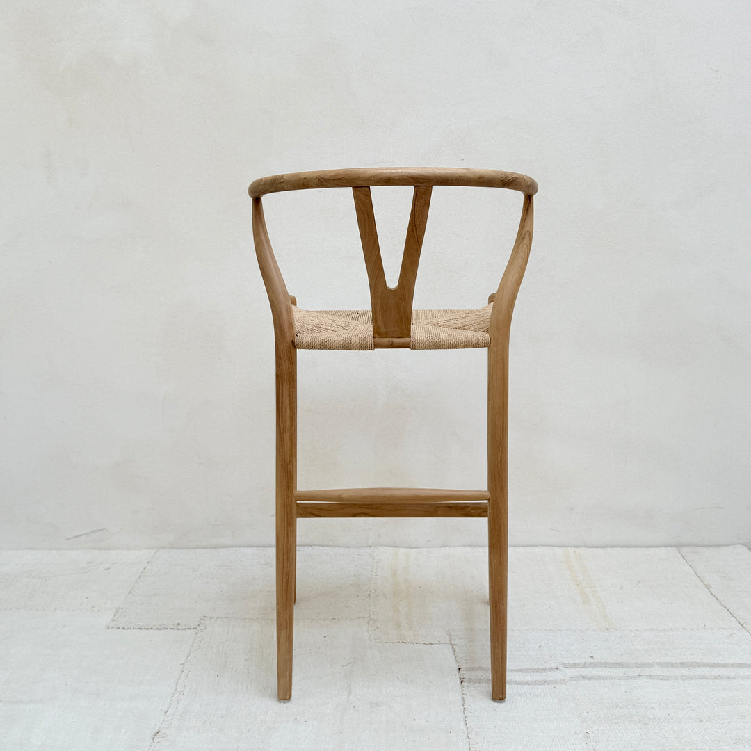 Danish bar stool with woven seat