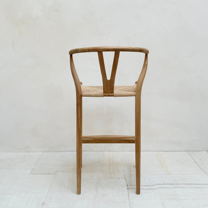 Danish bar stool with woven seat