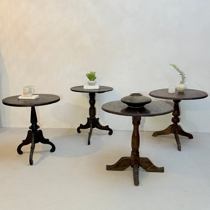 Antique Pedestal Round Side Tables