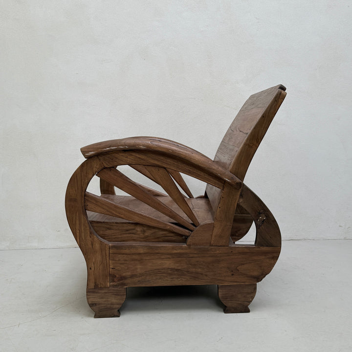 Antique Art Deco Wooden Armchair