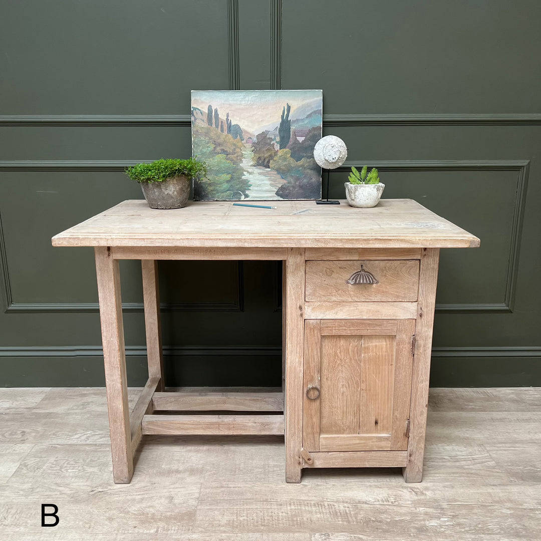 Vintage Pale Wood Desk | Elise