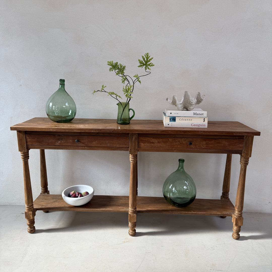 Reclaimed Dark Wood Console Table With Drawers | George