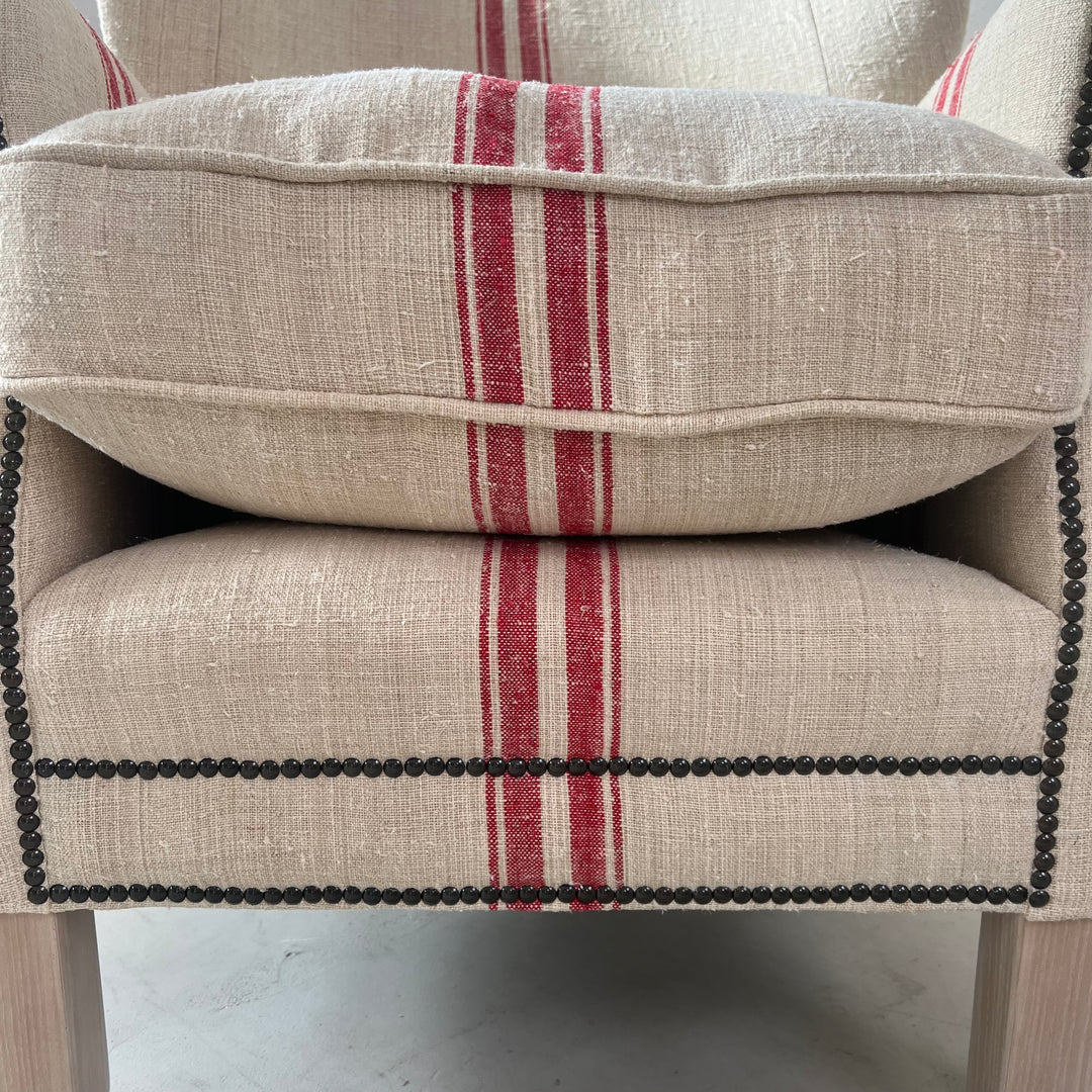 French Grain Sack Linen Armchair No:1