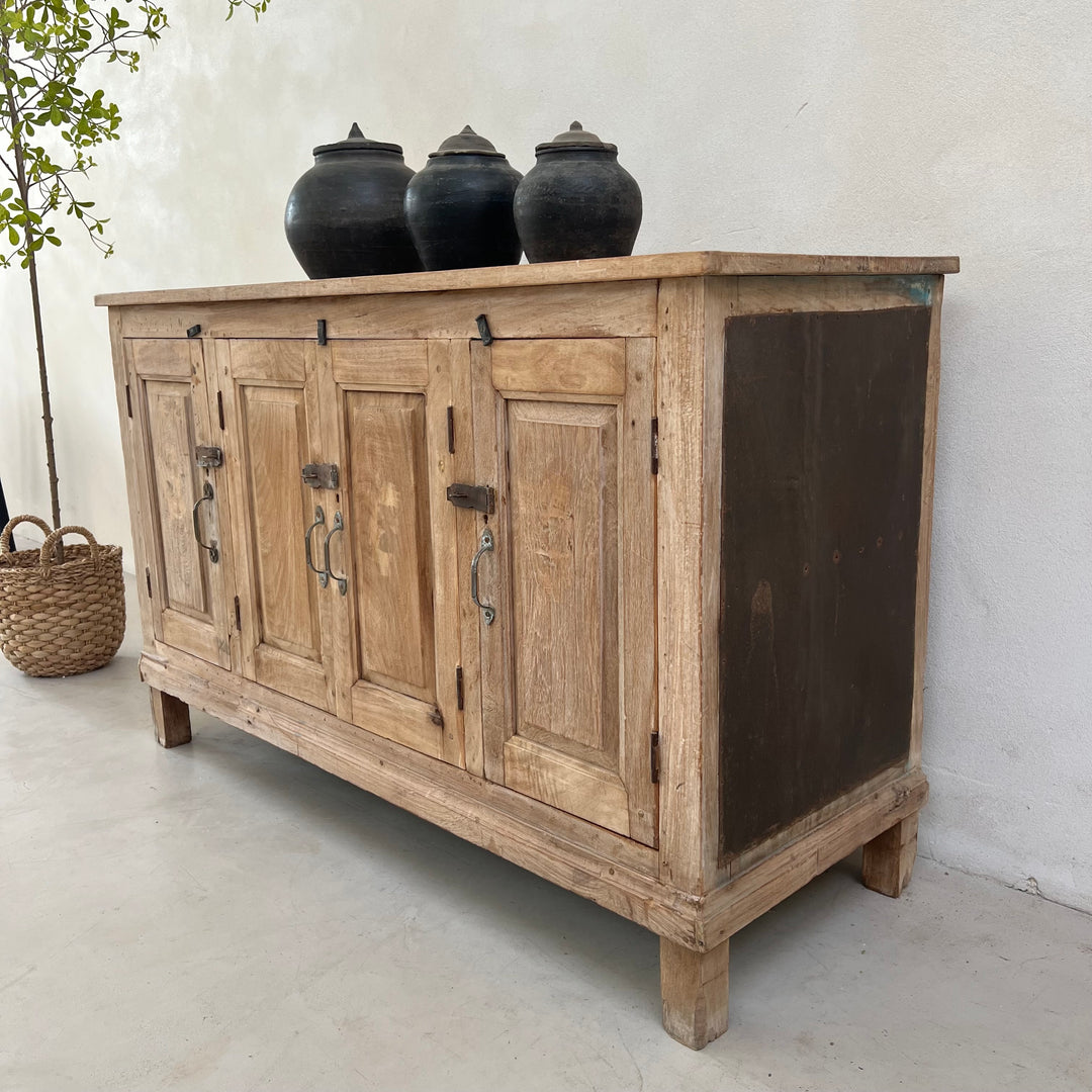 Small Rustic Vintage Sideboard with Metal Panels | Avani