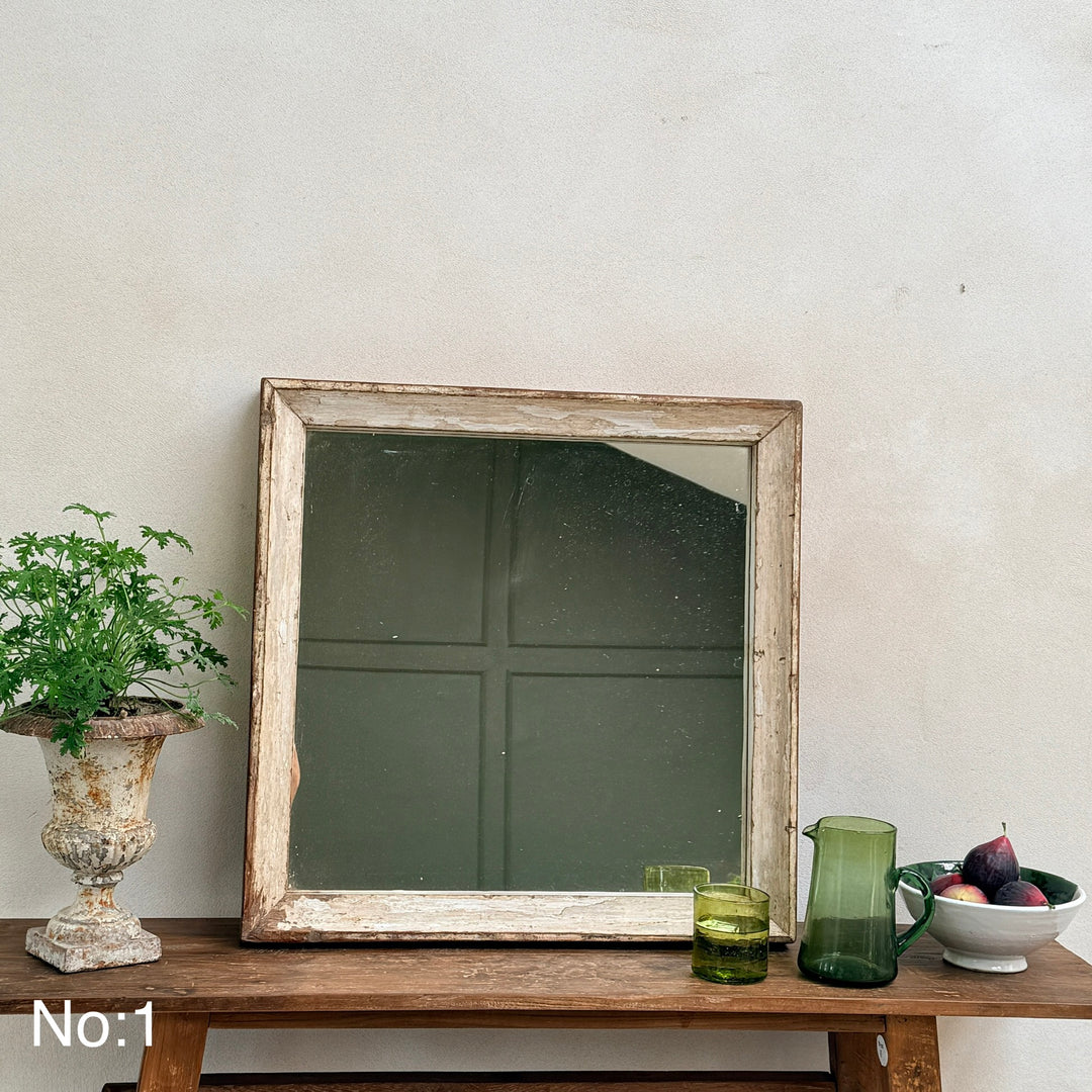 Vintage Reclaimed Architectural Square Wall Mirror | Ashley