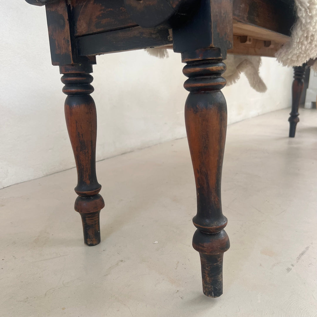 Vintage Dark Pine Church Bench | Ophelia