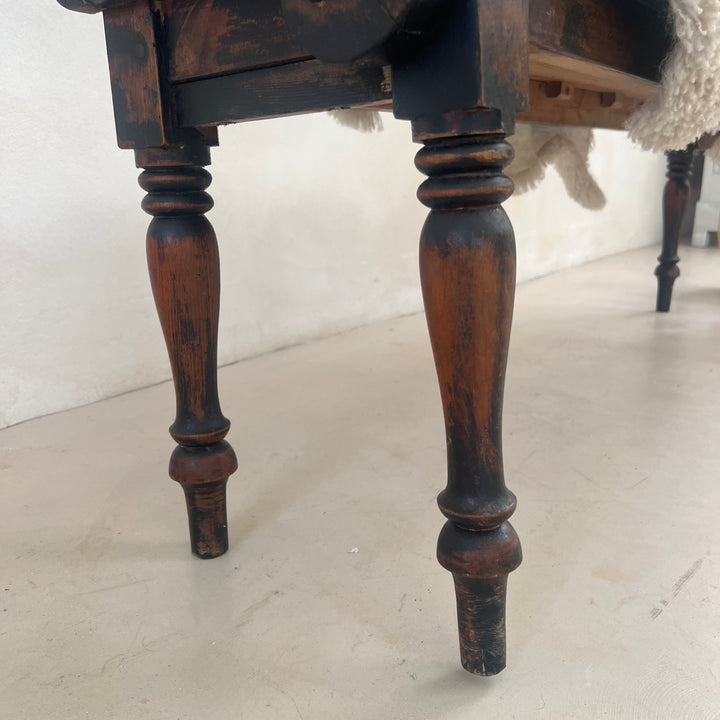 Vintage Dark Pine Church Bench | Ophelia