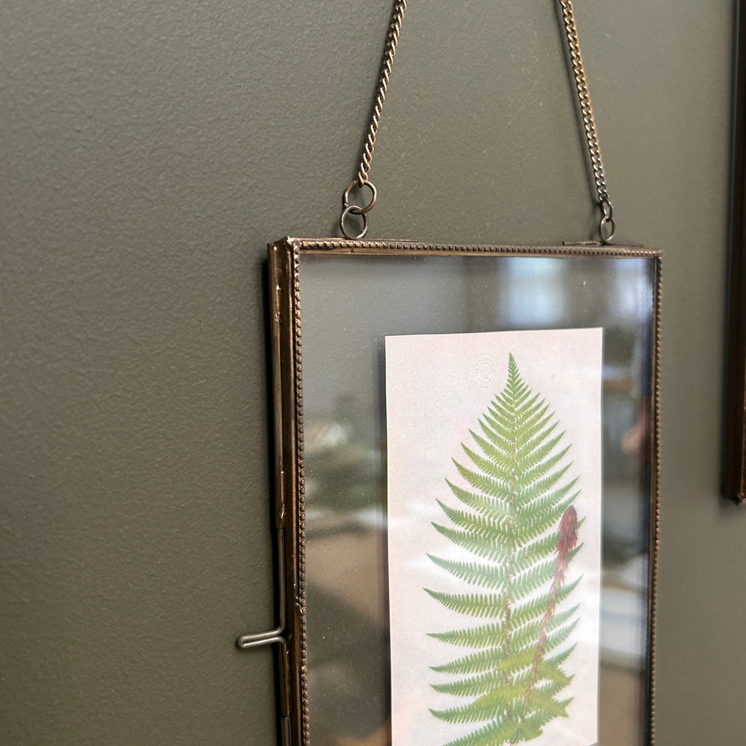 Antique Brass Glass Hanging Picture Frame