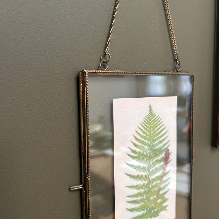 Antique Brass Glass Hanging Picture Frame