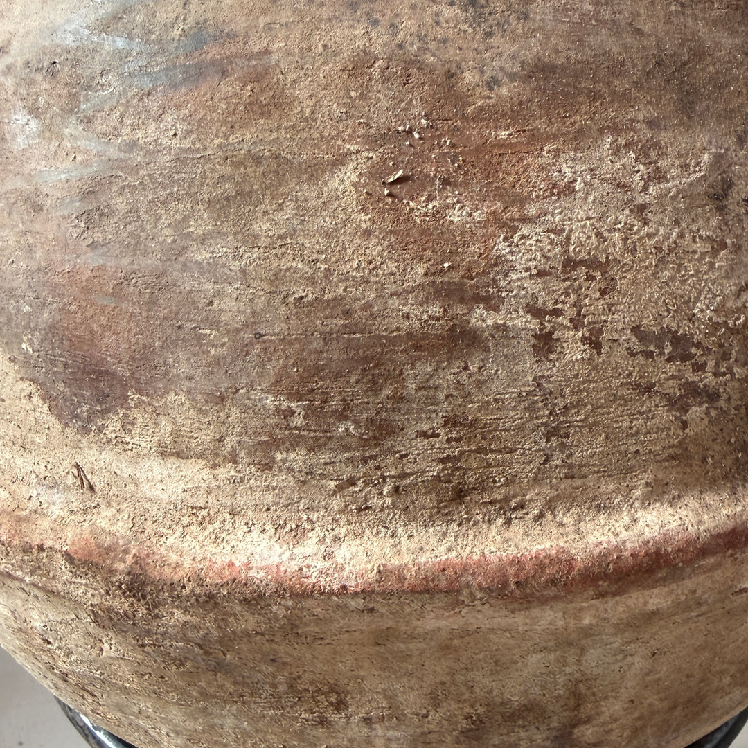 Antique Moroccan Berber Terracotta Cooking Pot on Stand