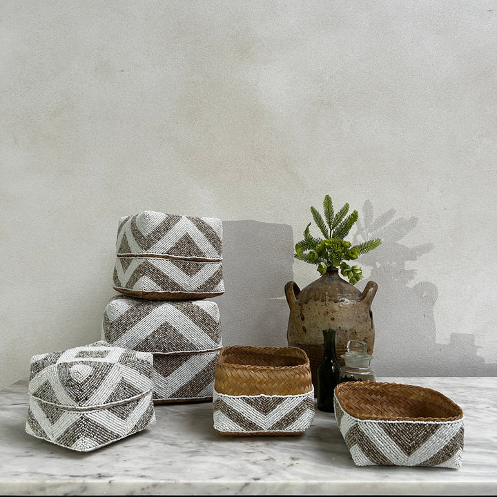 Handwoven beaded storage box | Rani