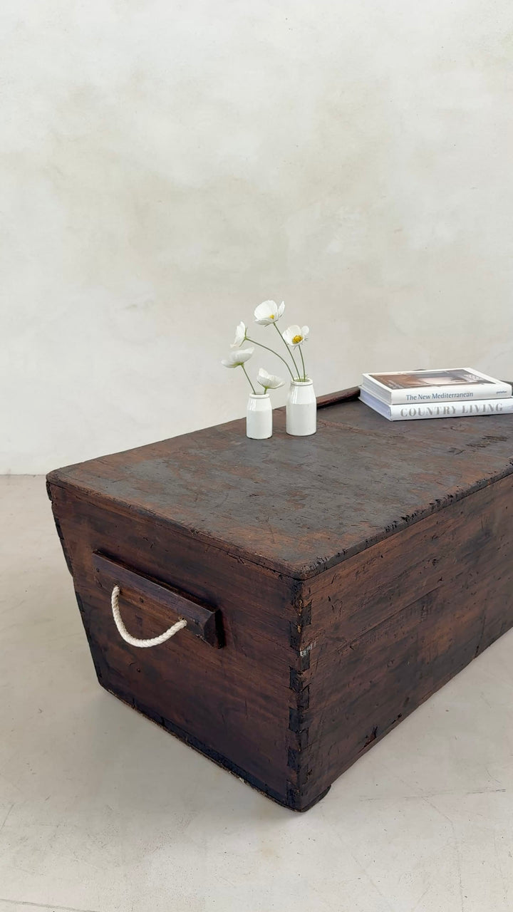 Antique Dark Wood Blanket Box | Toby