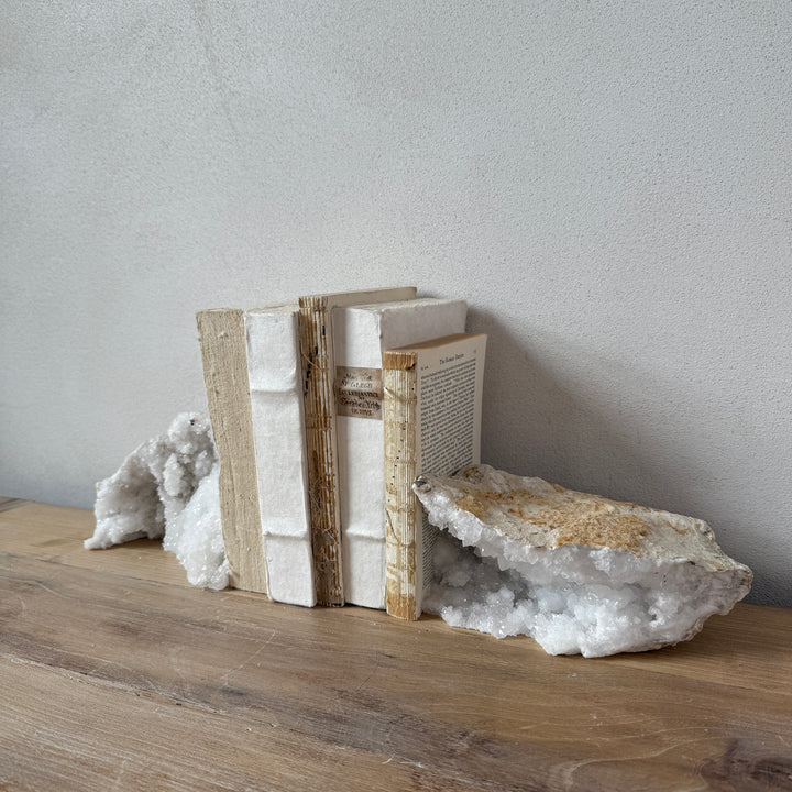 Geode limestone & crystal bookend pair