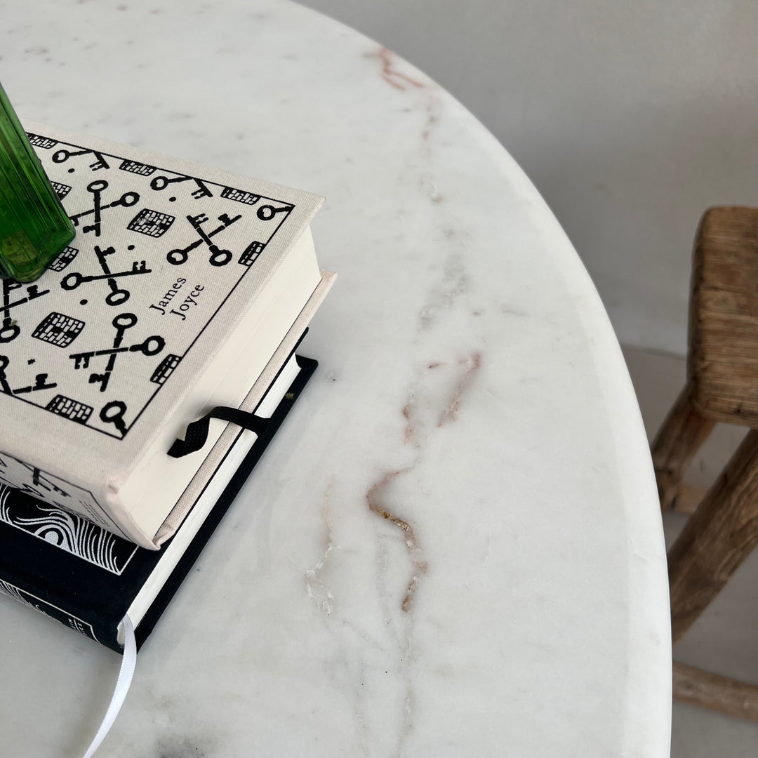 Vintage Marble Top Round Side Table | Bramber