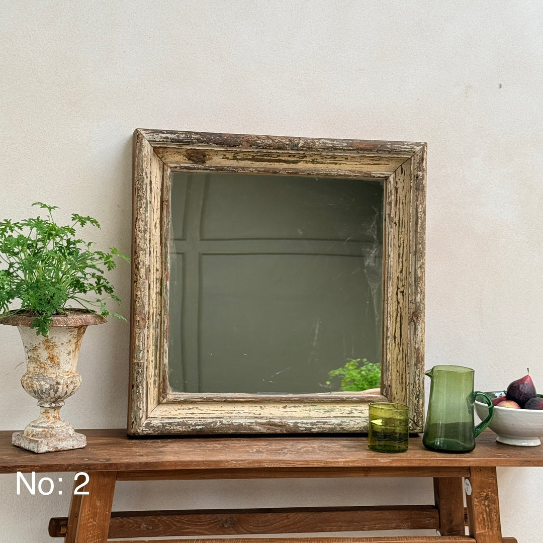Vintage Reclaimed Architectural Square Wall Mirror | Ashley
