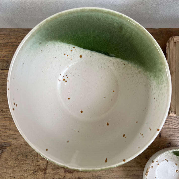 Green + White Splatter Bowl