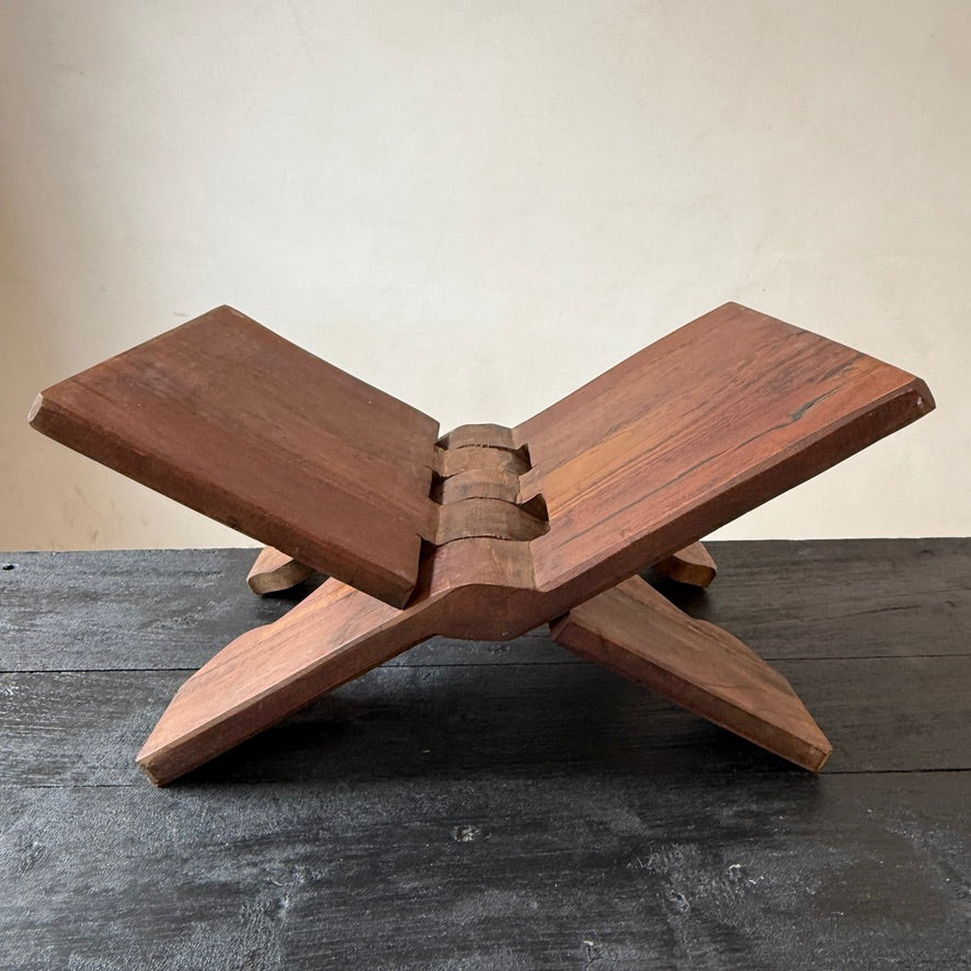 Solid Teak Folding Book Stand | Large Coffee Table Book Holder