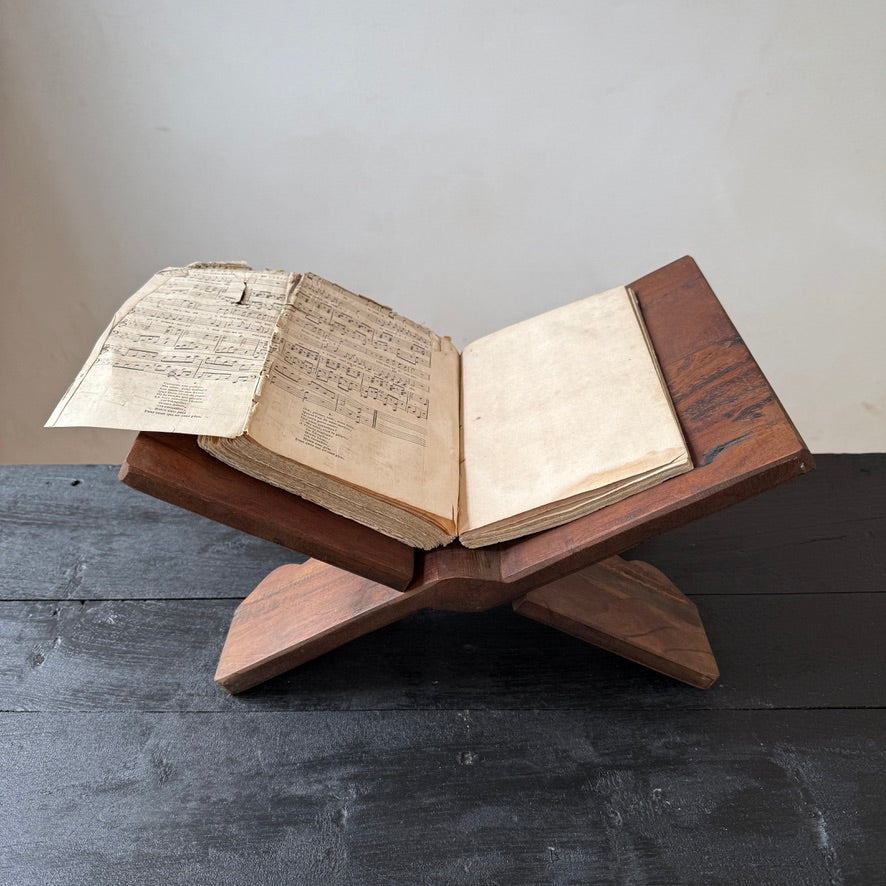 Solid Teak Folding Book Stand | Large Coffee Table Book Holder