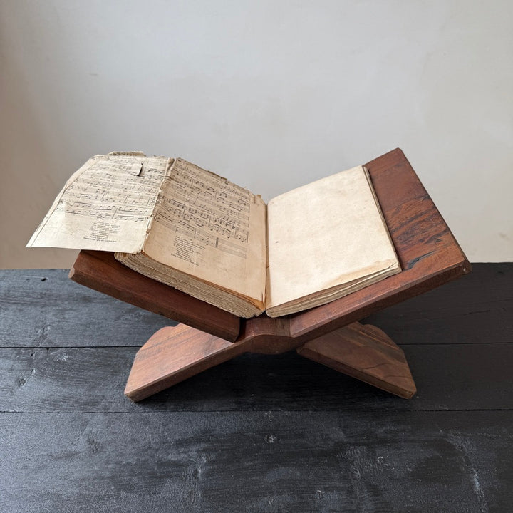 Solid Teak Folding Book Stand | Large Coffee Table Book Holder