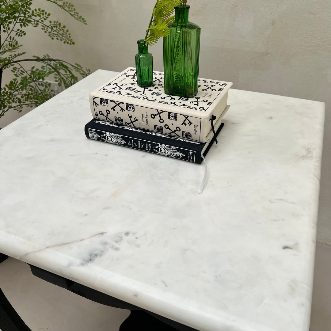 Vintage Polished Marble Top Square Side Table | Arnot