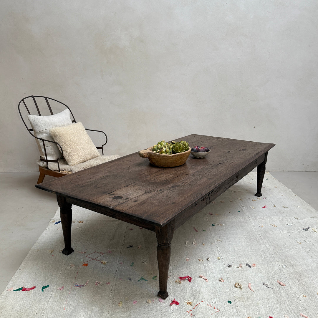 Extra large dark antique oak coffee table