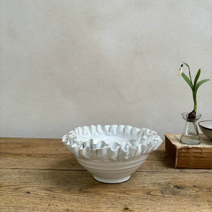 White Ceramic Frill Bowl