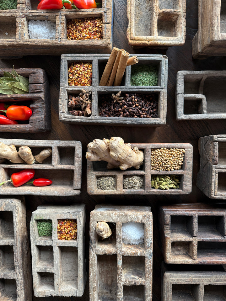 Rustic Antique Wooden Spice Tray