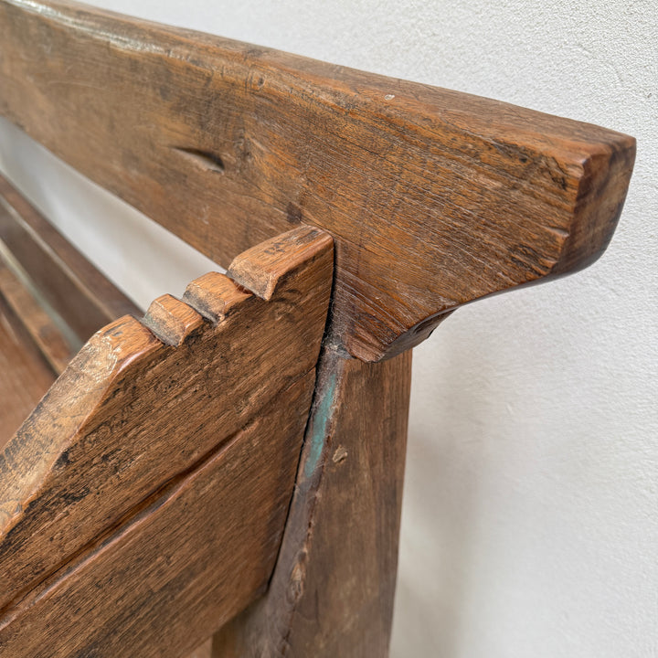 Large antique hand carved wooden bench