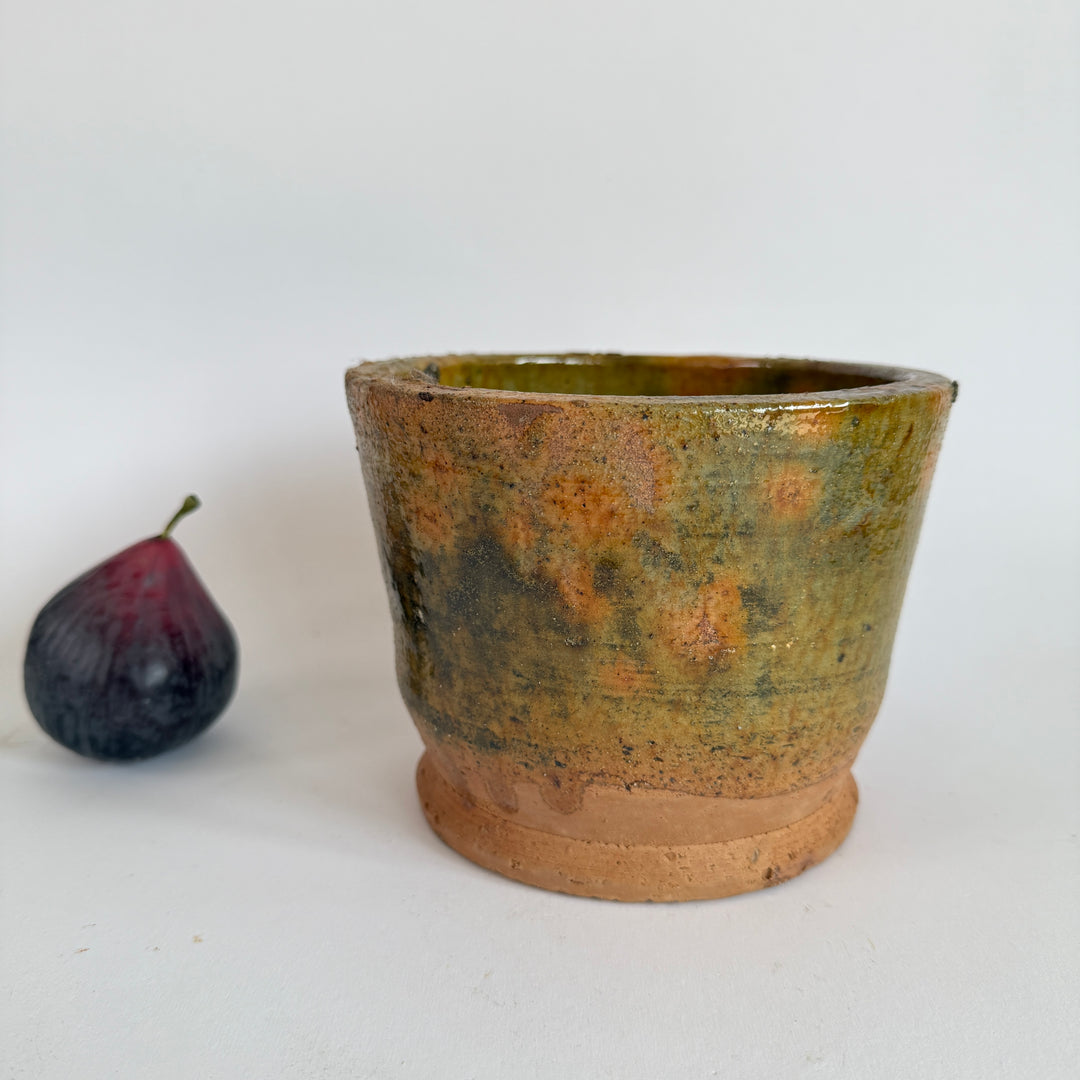 Stoneware ochre hand made plant pot low