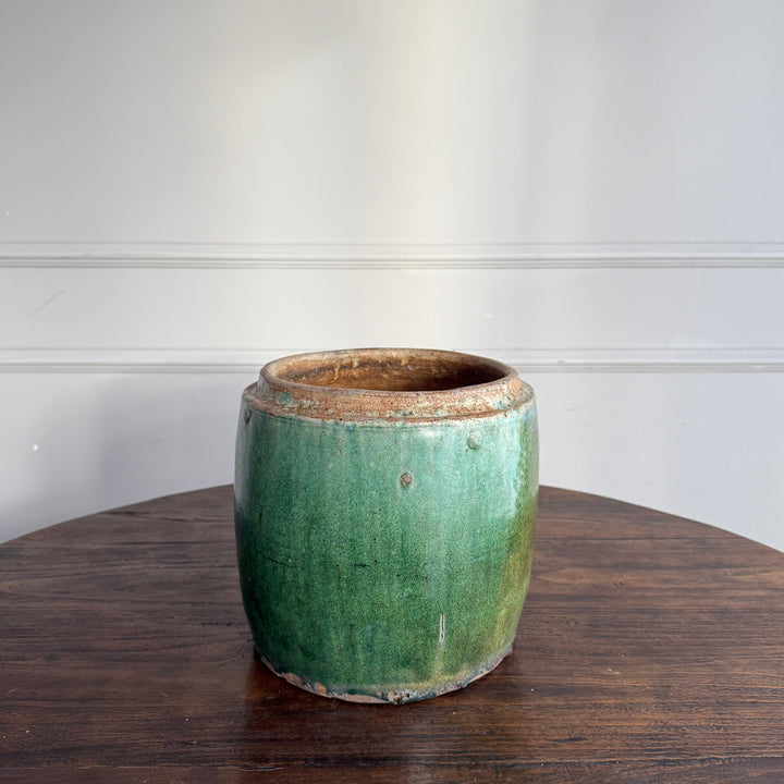 Antique jade coloured rice pot Small
