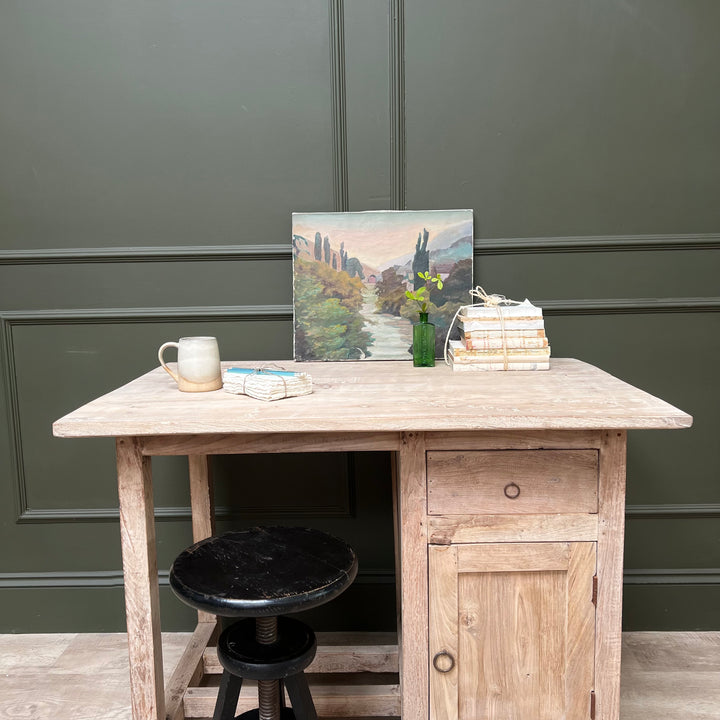Vintage Pale Wood Desk | Elise