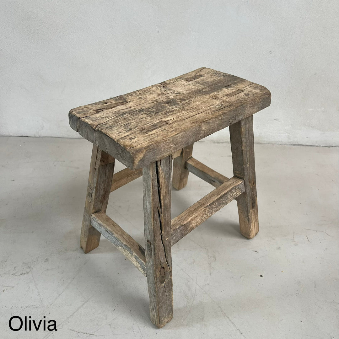 Antique rustic wood footstool (Select from photo)