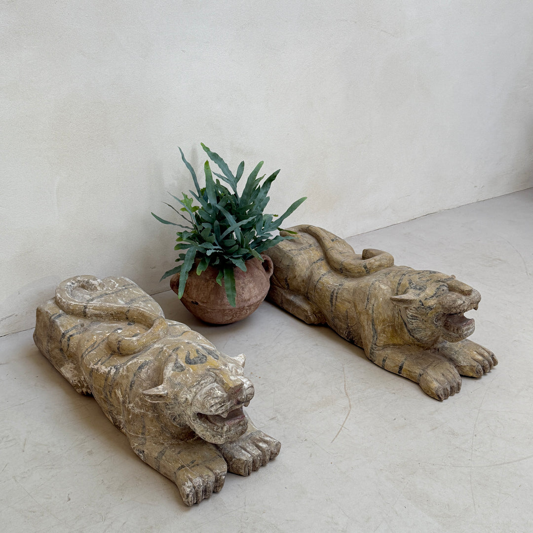 Antique carved wooden Tiger