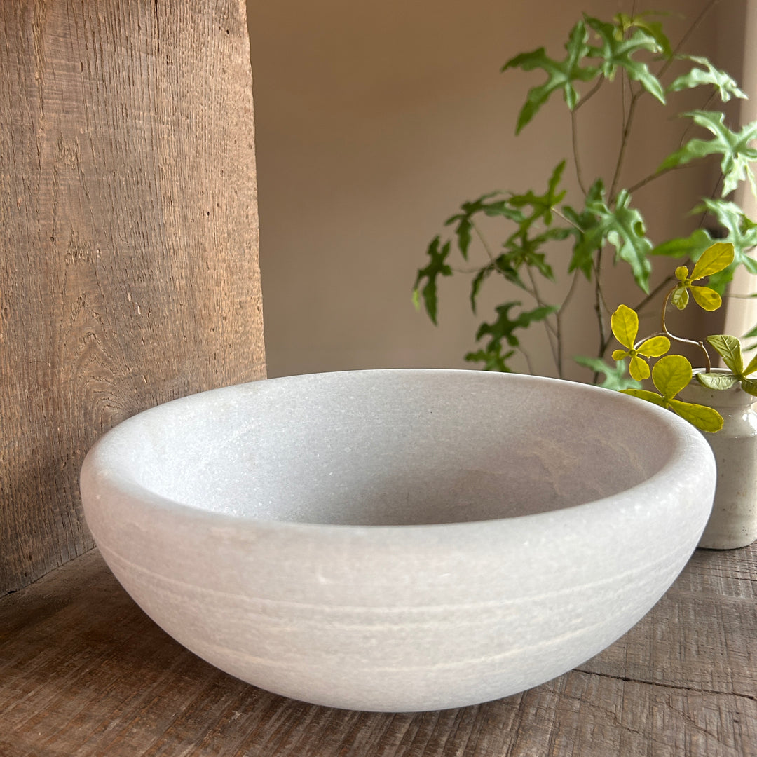 White Honed Marble Decorative Bowl