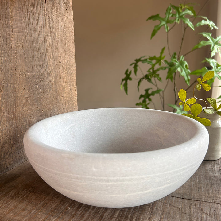 White Honed Marble Decorative Bowl